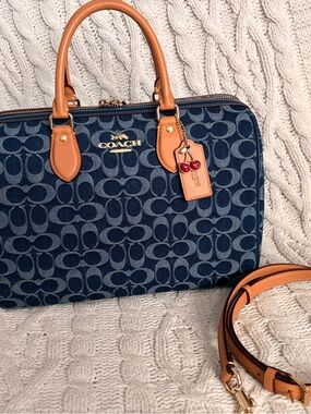 COACH large denim Rowan